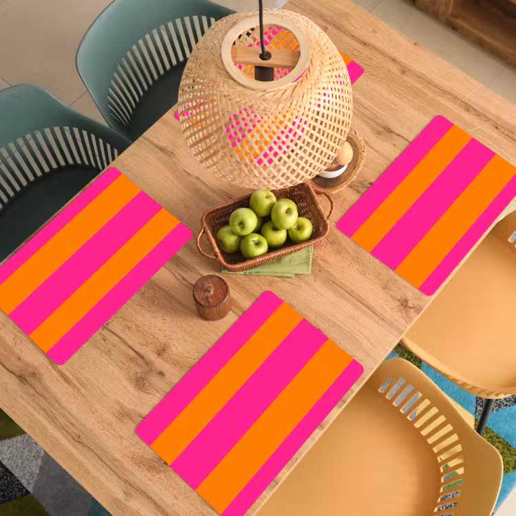 Placemat - 6 stuks - Strepen - Horizontaal - Roze — 6