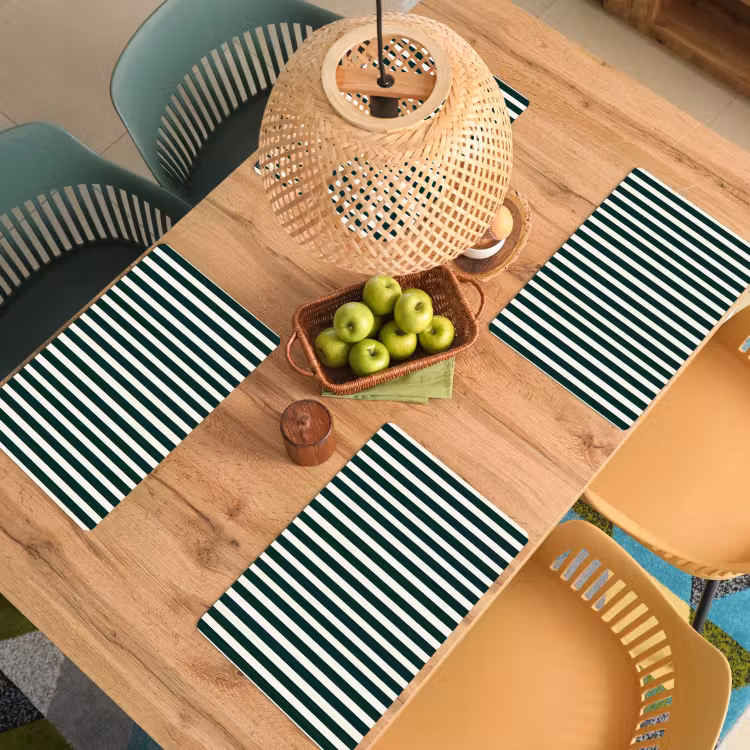 Placemat - 6 stuks - Strepen - Klassiek - Groen — 6