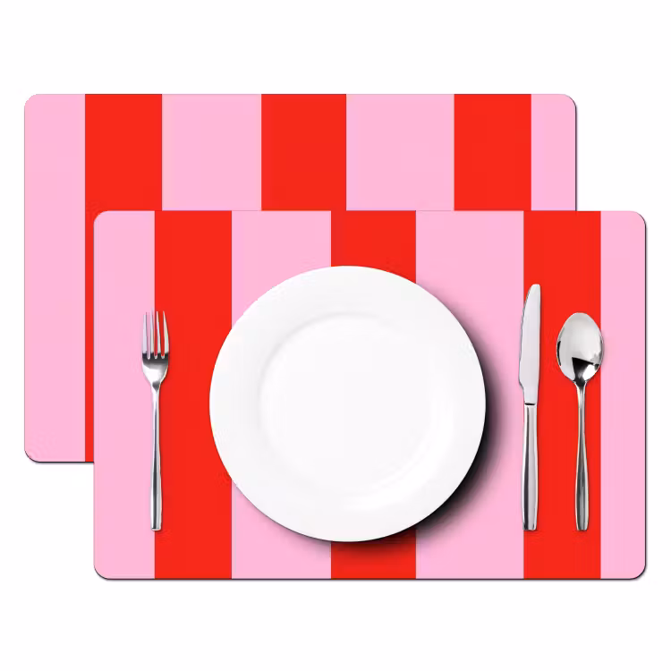 Placemat - 6 stuks - Strepen - Klassiek - Roze — 2