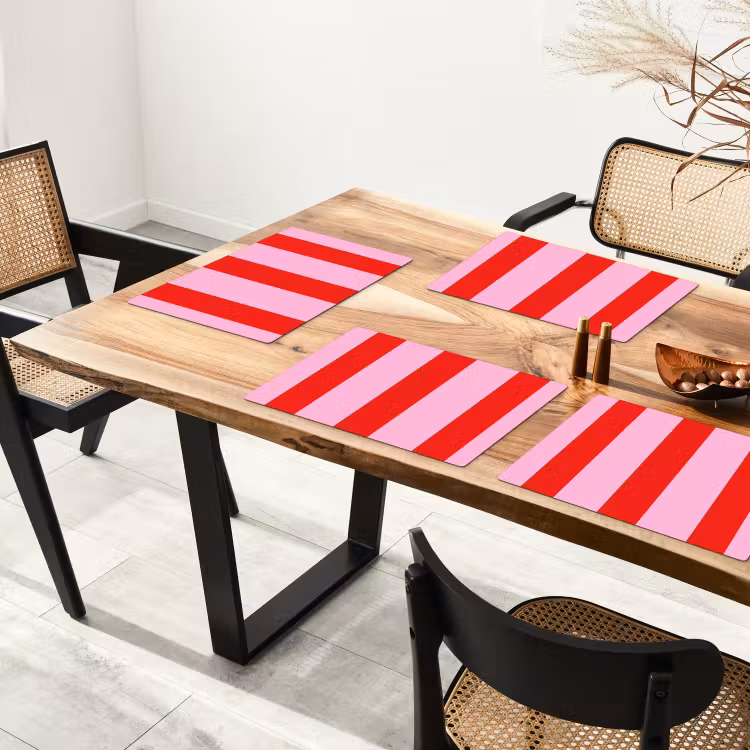 Placemat - 6 stuks - Strepen - Klassiek - Roze — 5
