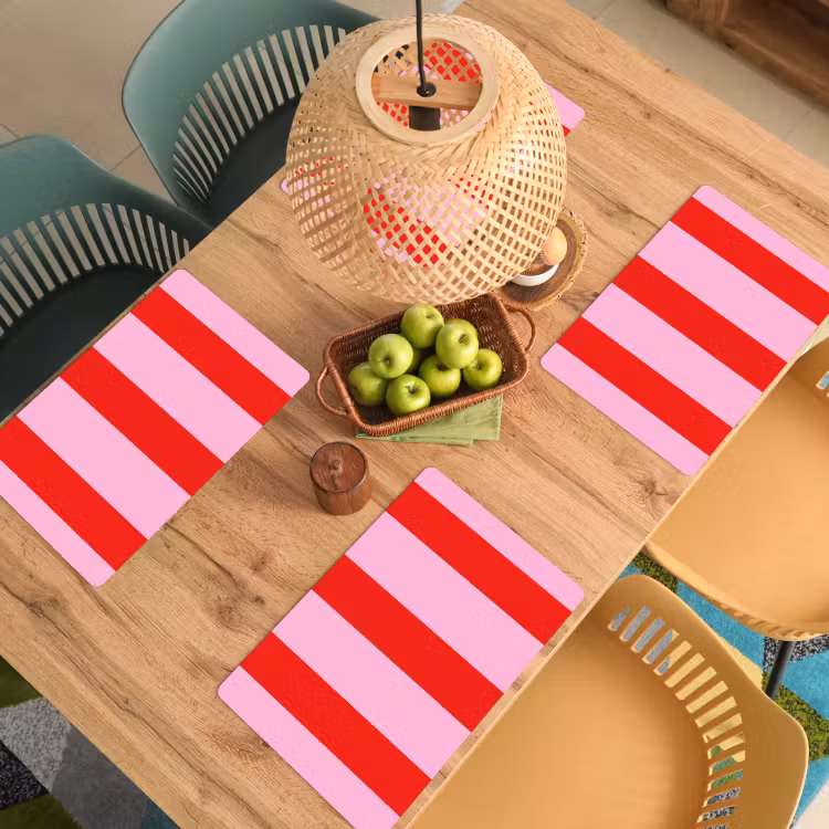 Placemat - 6 stuks - Strepen - Klassiek - Roze — 6