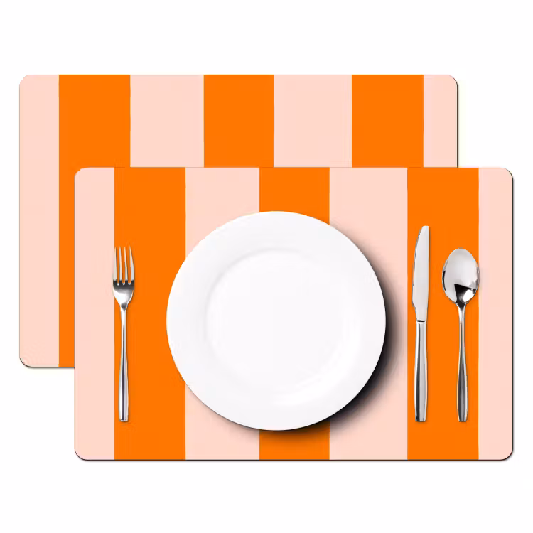 Placemat - 6 stuks - Strepen - Modern - Oranje — 2