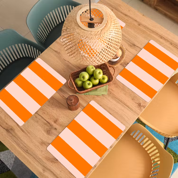 Placemat - 6 stuks - Strepen - Modern - Oranje — 6