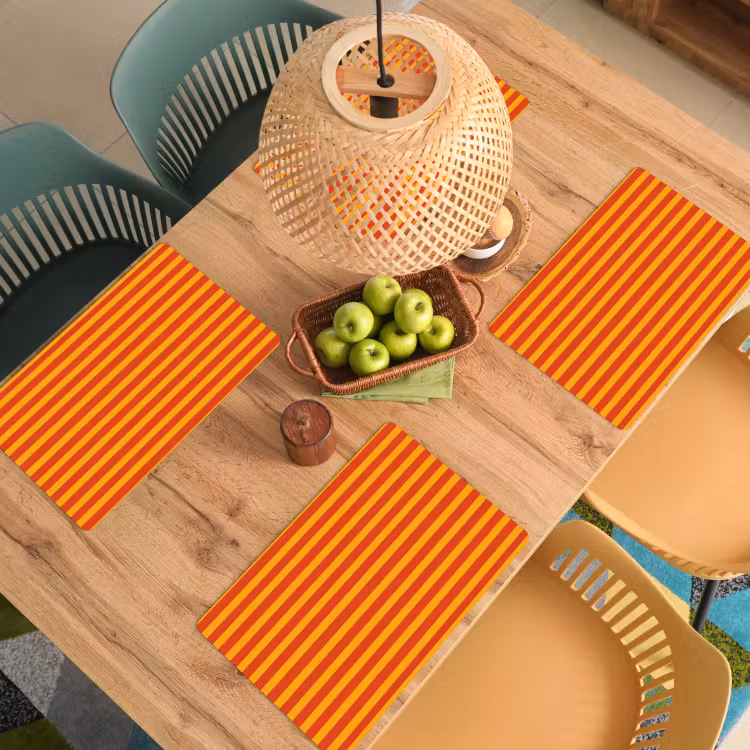 Placemat - 6 stuks - Strepen - Patroon - Oranje — 6