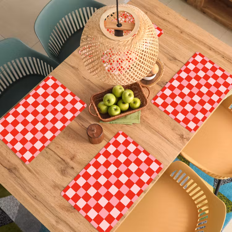 Placemat - 6 stuks - Vierkant - Klassiek - Rood — 6