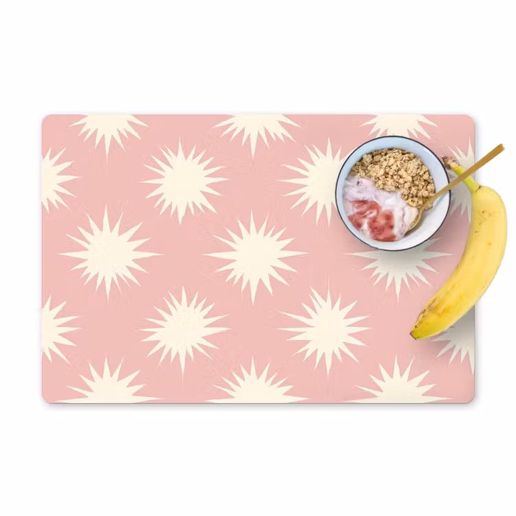 Placemat - 6 stuks - Zonnen - Patroon - Roze — 1