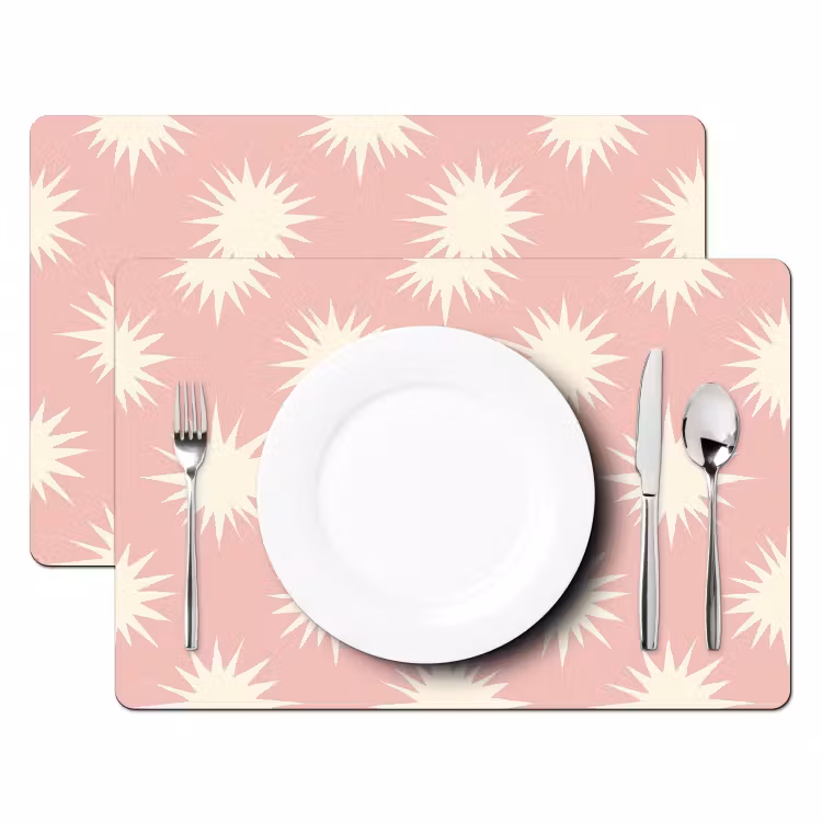 Placemat - 6 stuks - Zonnen - Patroon - Roze — 2