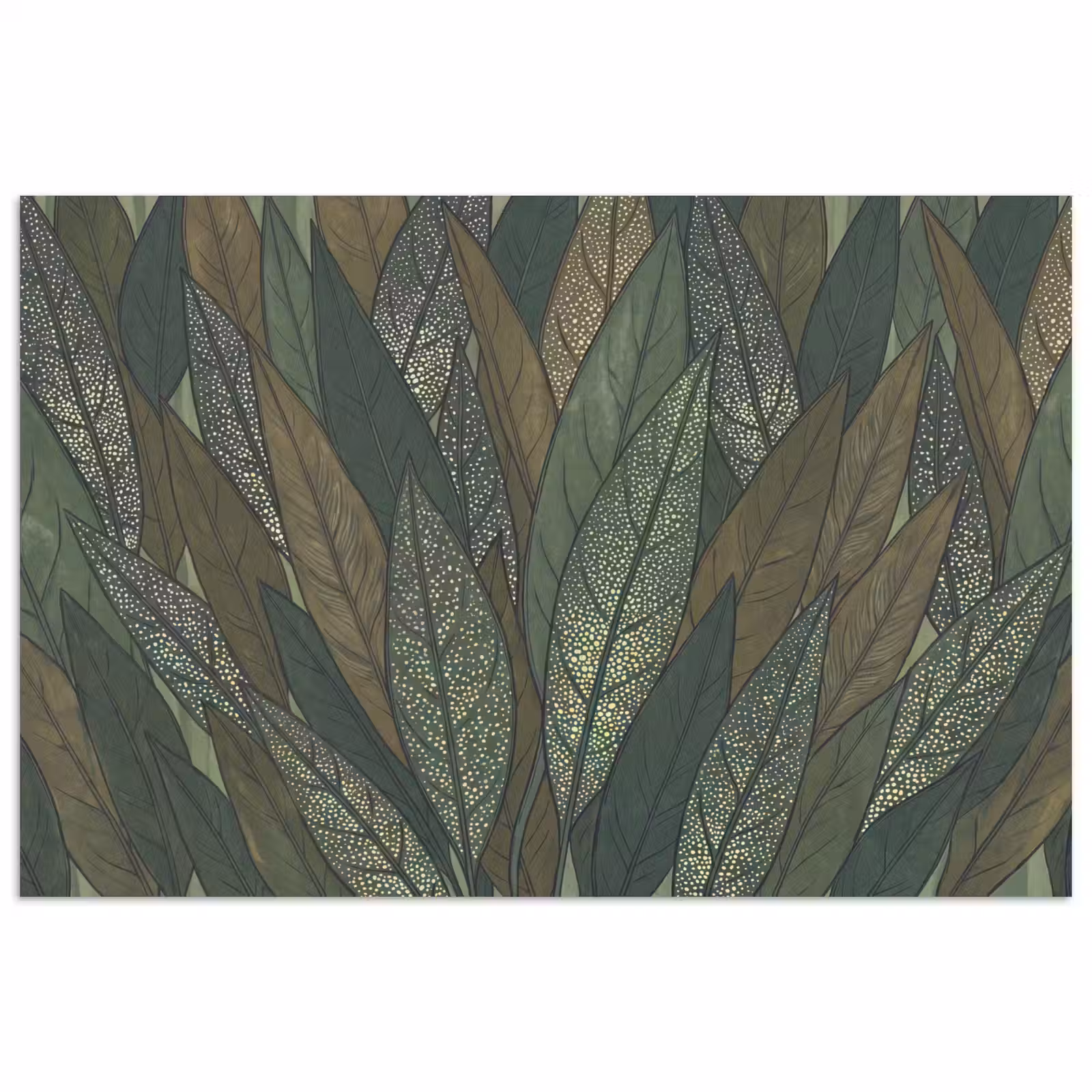 Poster - Bladeren - Patroon - Gestippeld - Natuur - Groen — 1