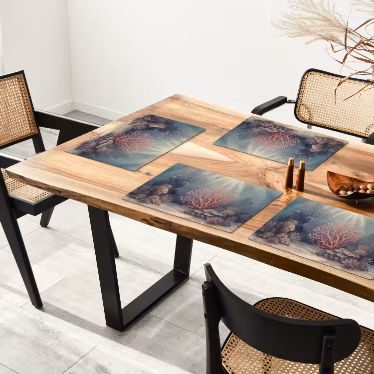 Placemat - 6 stuks - Koraal - Onderwater - Natuur - Roze — 5