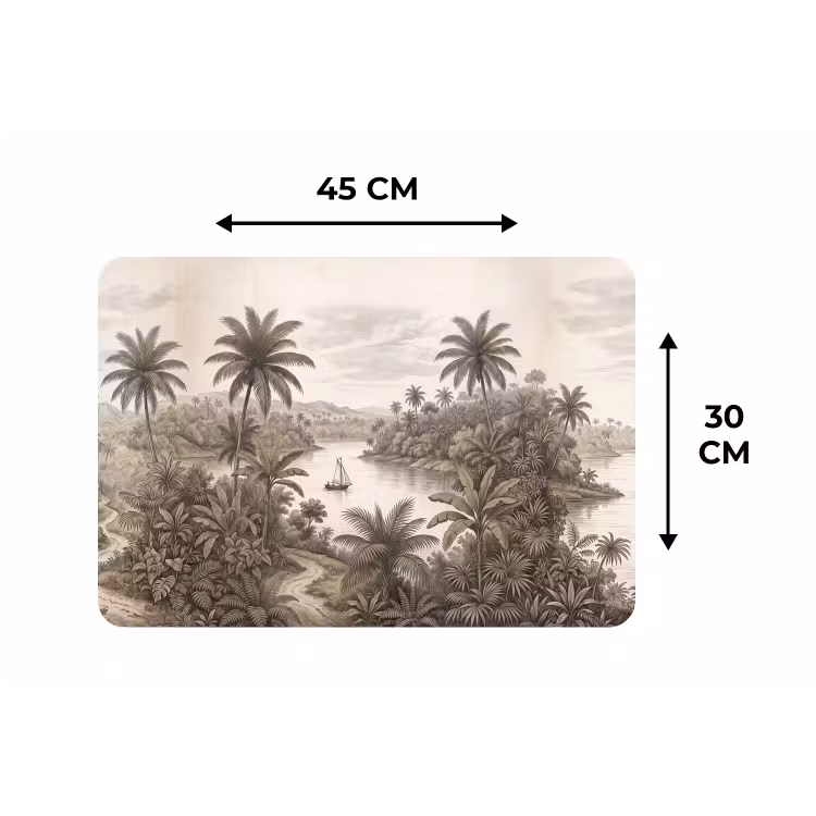 Placemat - 6 stuks - Landschap - Rivier - Boot - Tropisch - Vintage — 3