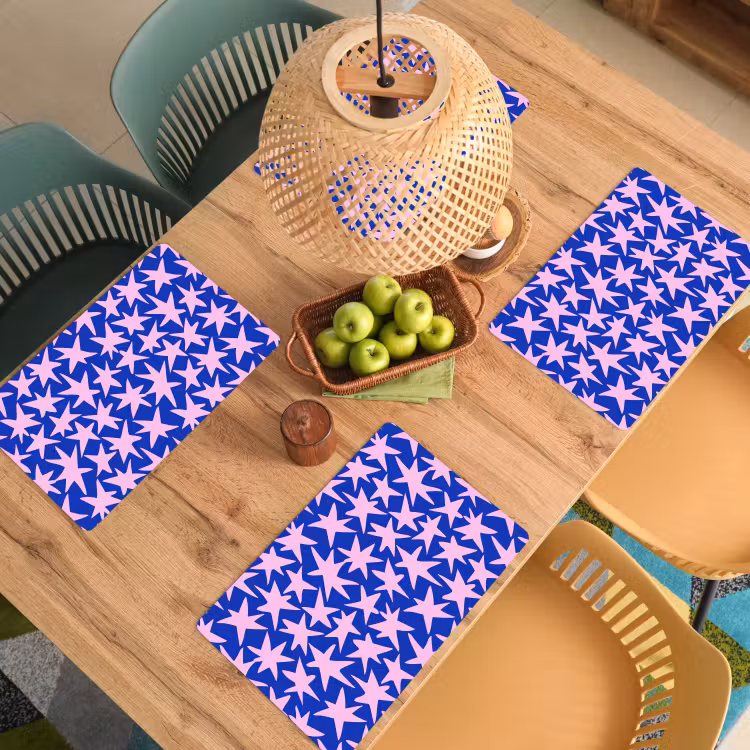 Placemat - 6 stuks - Modern - Sterren - Blauw — 6