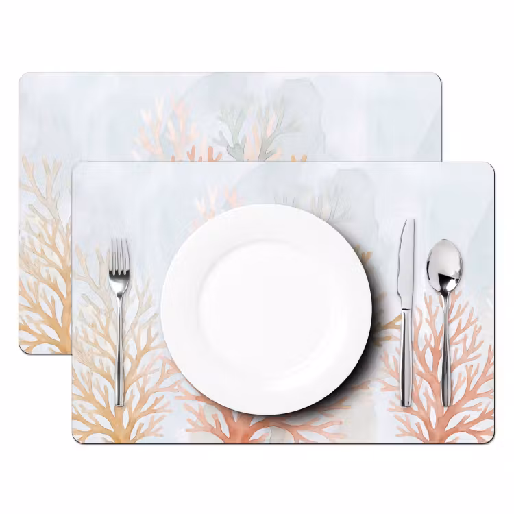 Placemat - 6 stuks - Natuur - Abstract - Aquarel - Organisch - Warm — 2