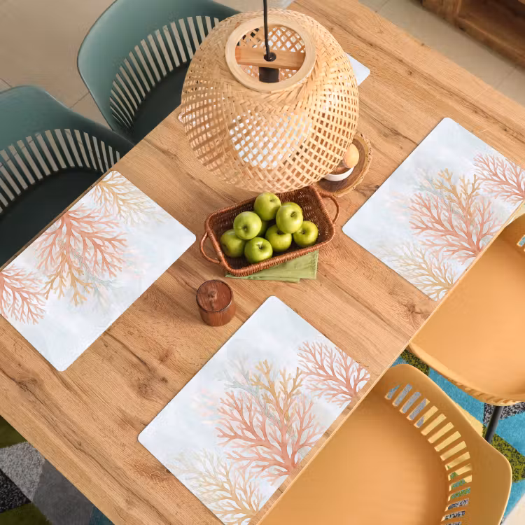 Placemat - 6 stuks - Natuur - Abstract - Aquarel - Organisch - Warm — 6