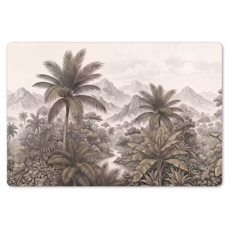 Placemat - 6 stuks - Natuur - Bergen - Rivier - Tropisch - Vintage — 7