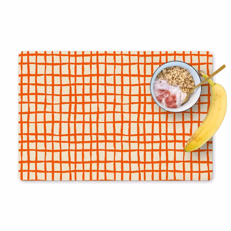 Placemat - 6 stuks - Patroon - Lijnen - Oranje — 1
