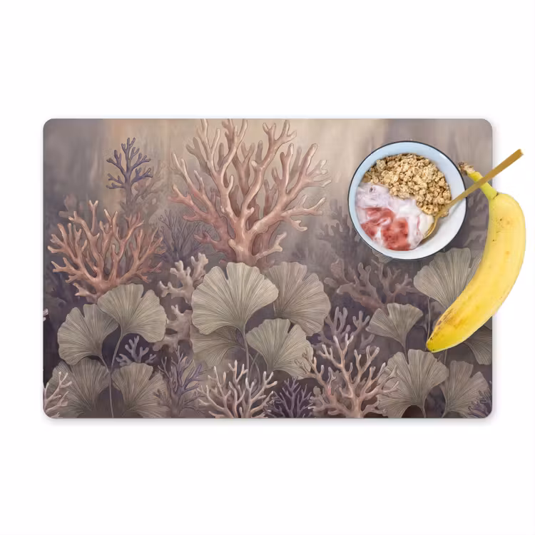 Placemat - 6 stuks - Plant - Bladeren - Zee - Illustratie - Groen — 1