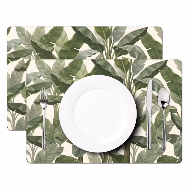 Placemat - 6 stuks - Planten - Bladeren - Tropisch - Groen — 2