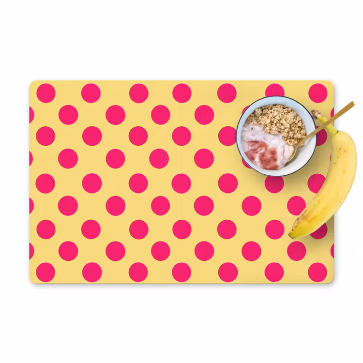 Placemat - 6 stuks - Roze - Stippen - Geel — 1