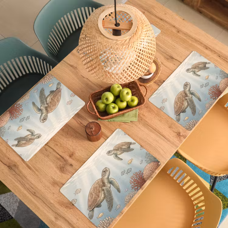 Placemat - 6 stuks - Schildpad - Onderwater - Natuur - Illustratie — 6