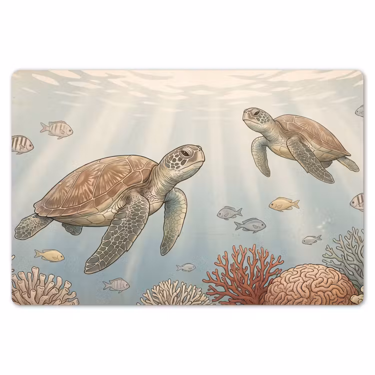 Placemat - 6 stuks - Schildpad - Onderwater - Natuur - Illustratie — 7