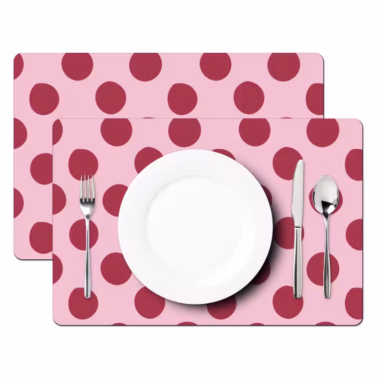 Placemat - 6 stuks - Stippen - Patroon - Bordeaux — 2