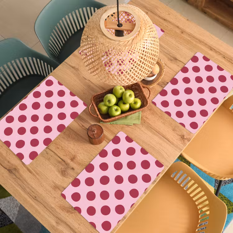 Placemat - 6 stuks - Stippen - Patroon - Bordeaux — 6