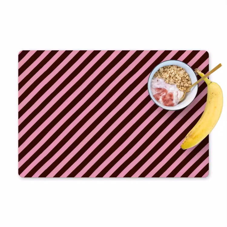 Placemat - 6 stuks - Strepen - Roze - Bruin — 1