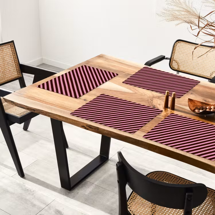 Placemat - 6 stuks - Strepen - Roze - Bruin — 5
