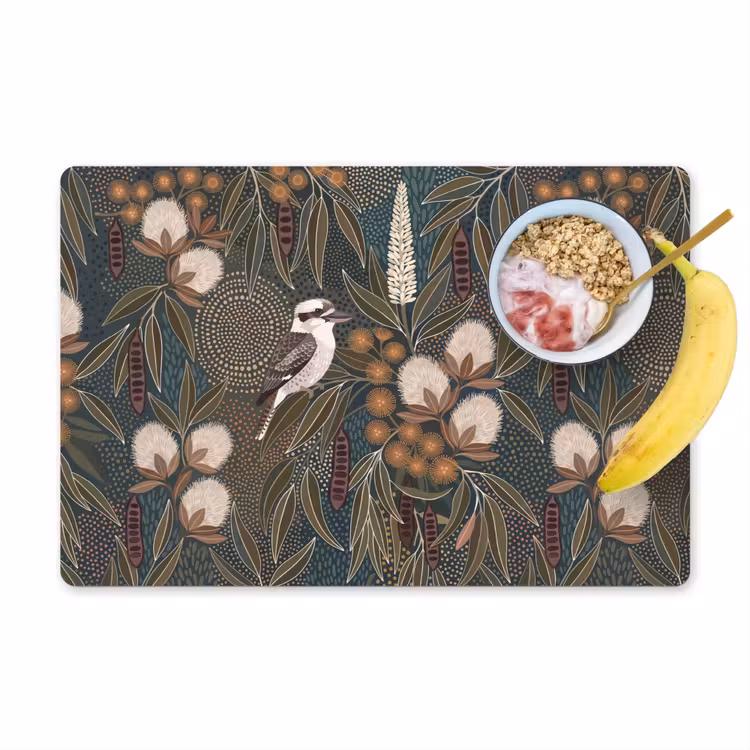 Placemat - 6 stuks - Vogel - Bladeren - Natuur - Illustratie - Groen — 1