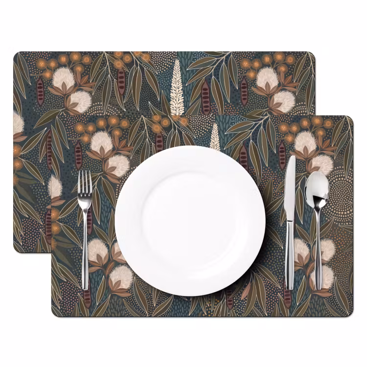 Placemat - 6 stuks - Vogel - Bladeren - Natuur - Illustratie - Groen — 2