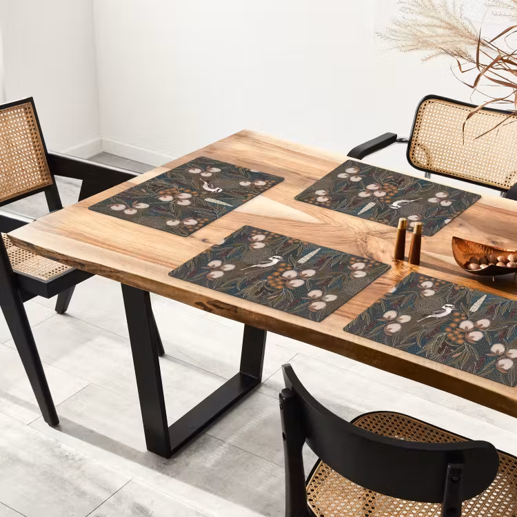 Placemat - 6 stuks - Vogel - Bladeren - Natuur - Illustratie - Groen — 5