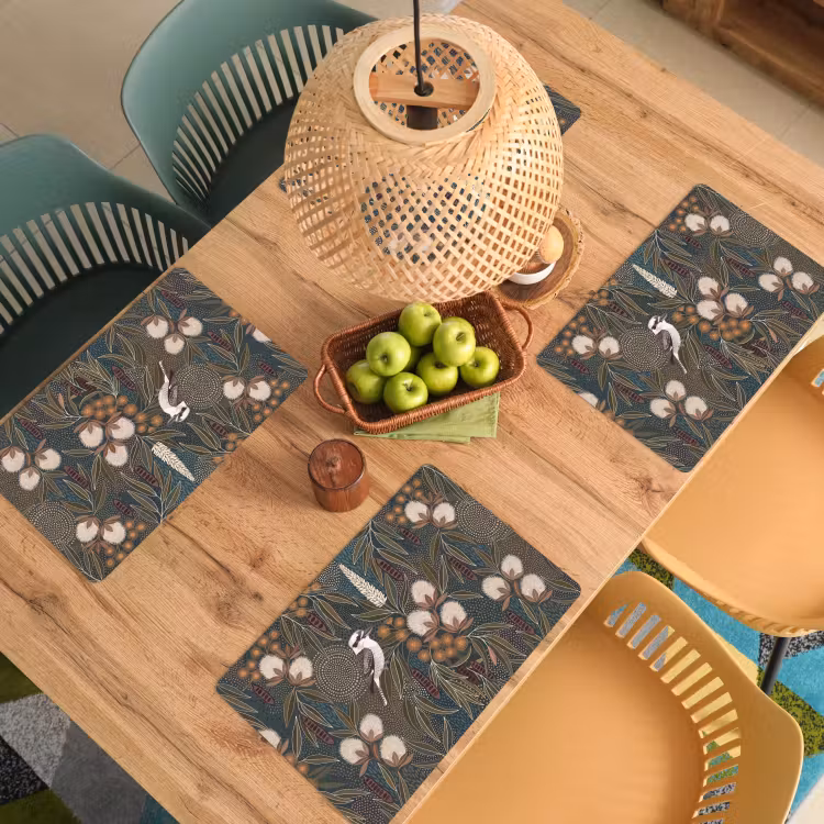 Placemat - 6 stuks - Vogel - Bladeren - Natuur - Illustratie - Groen — 6
