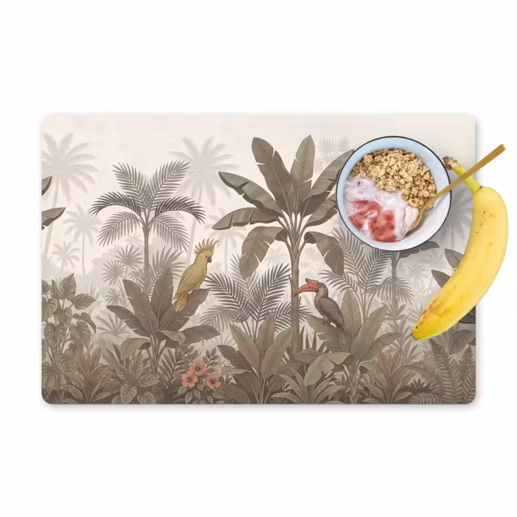 Placemat - 6 stuks - Vogel - Jungle - Tropisch - Illustratie - Groen — 1