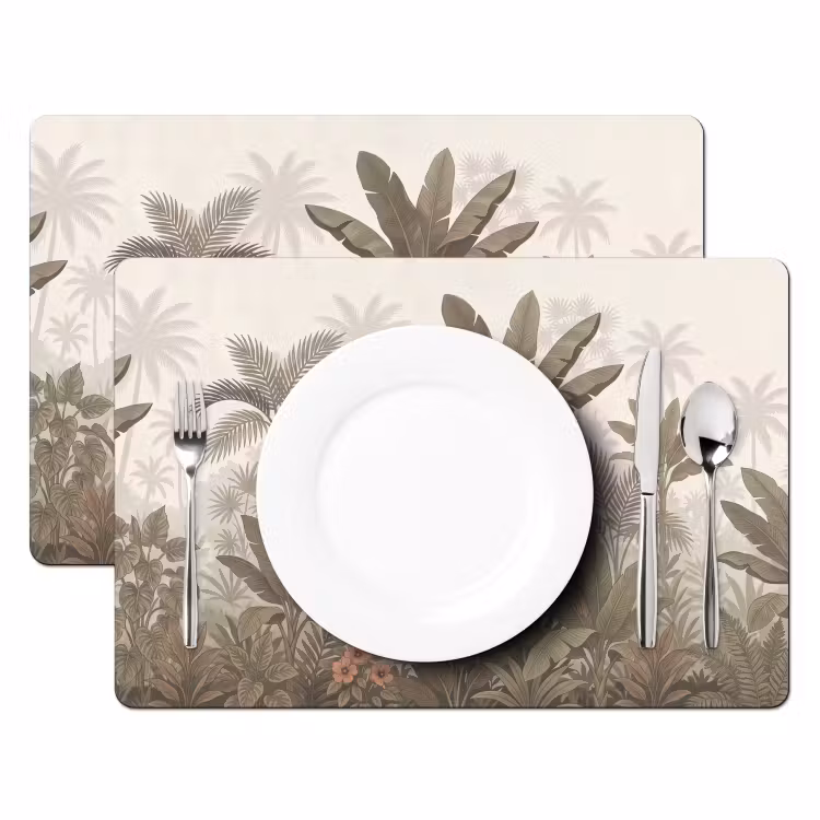 Placemat - 6 stuks - Vogel - Jungle - Tropisch - Illustratie - Groen — 2