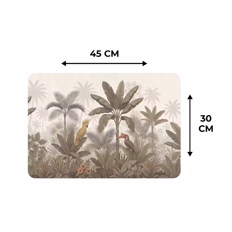 Placemat - 6 stuks - Vogel - Jungle - Tropisch - Illustratie - Groen — 3