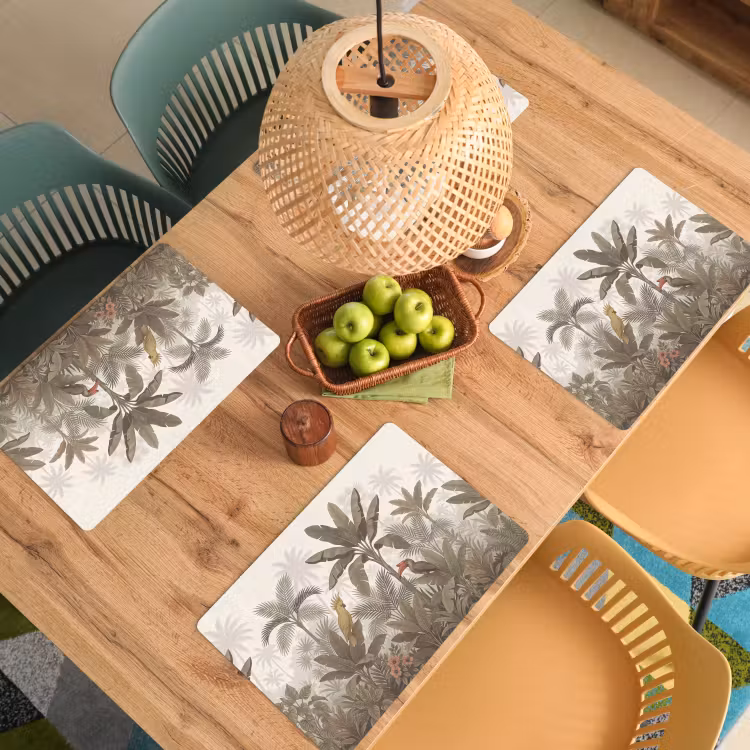 Placemat - 6 stuks - Vogel - Jungle - Tropisch - Illustratie - Groen — 6
