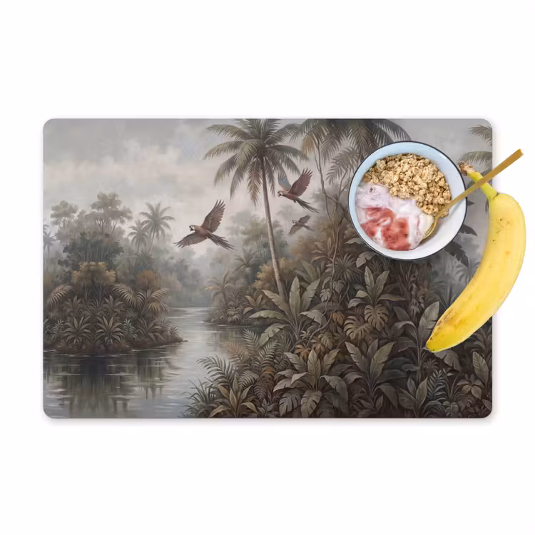 Placemat - 6 stuks - Vogel - Vliegend - Tropisch - Landschap - Klassiek — 1