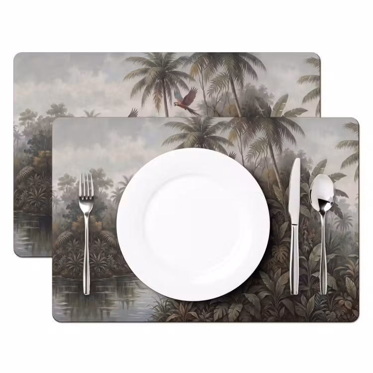 Placemat - 6 stuks - Vogel - Vliegend - Tropisch - Landschap - Klassiek — 2