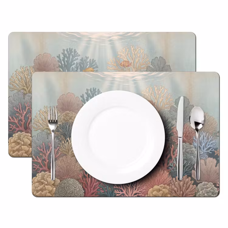 Placemat - 6 stuks - Zee - Koraal - Vis - Natuur - Kleurrijk — 2