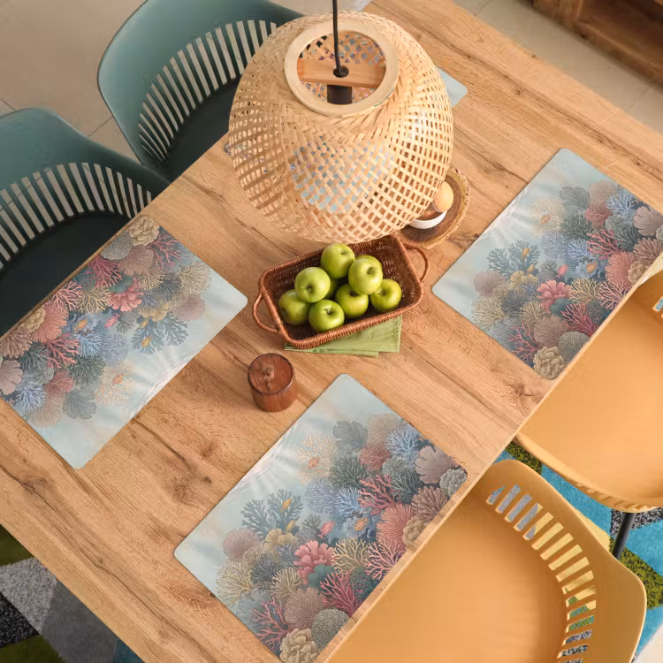 Placemat - 6 stuks - Zee - Koraal - Vis - Natuur - Kleurrijk — 6