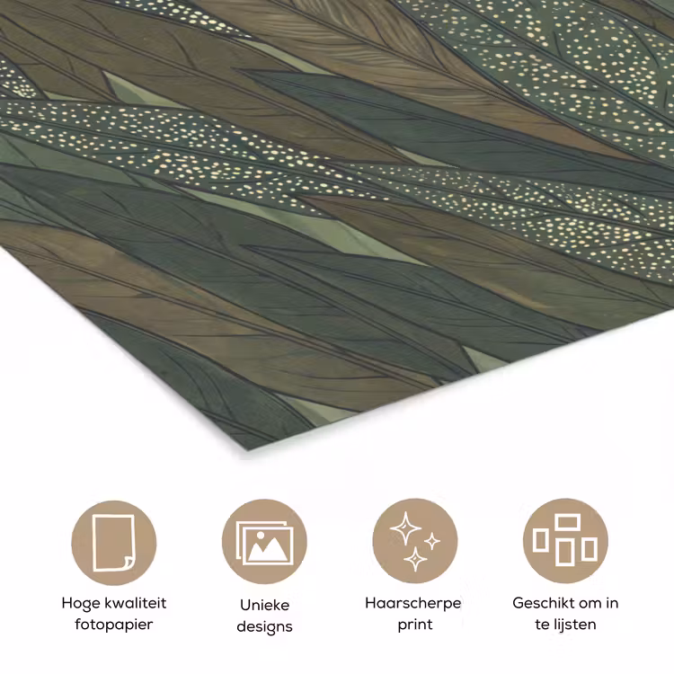 Poster - Bladeren - Patroon - Gestippeld - Natuur - Groen — 5