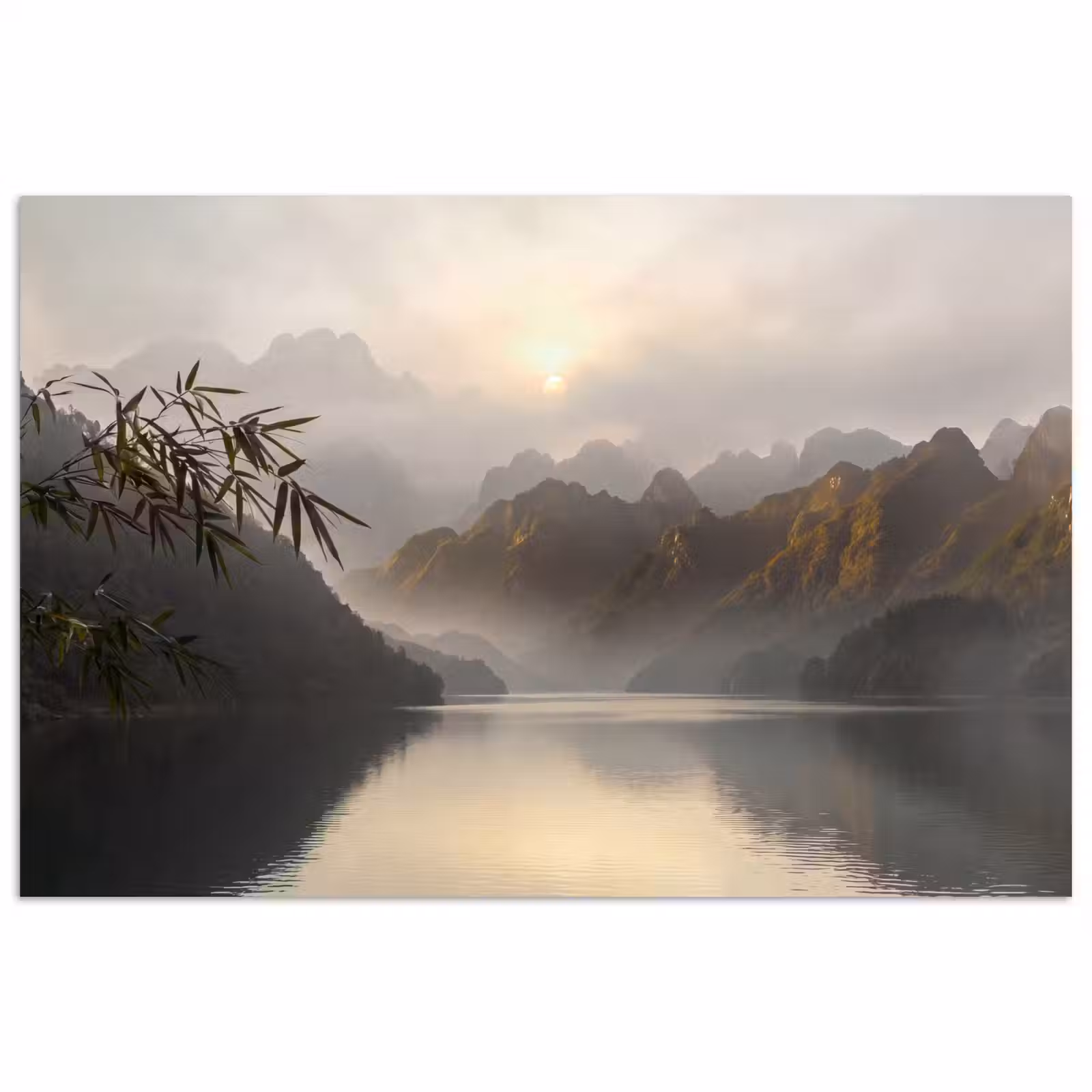 Poster - Bergen - Water - Mist - Natuur - Landschap — 1