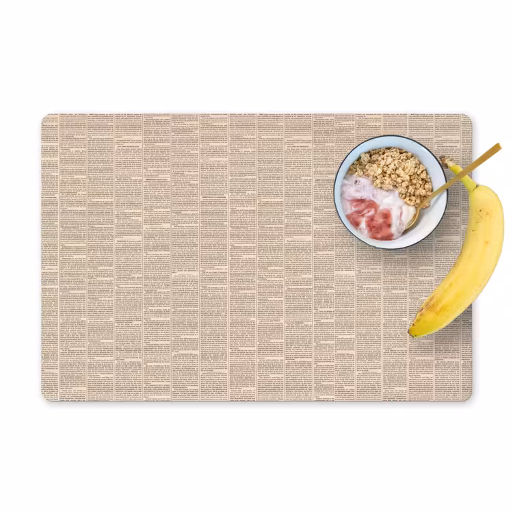 Placemat - 6 stuks - Krant - Nieuws - Historisch - Vintage - Beige — 1