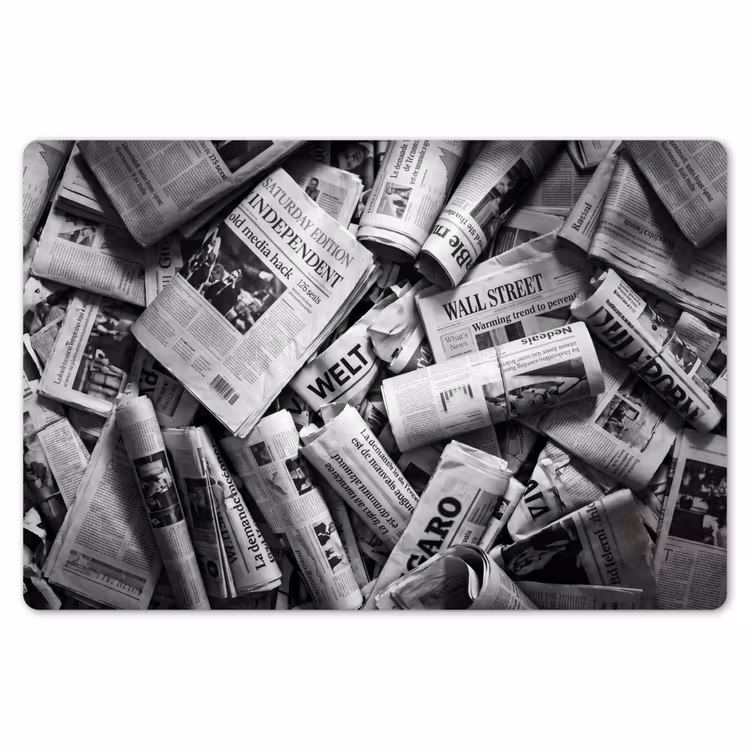 Placemat - 6 stuks - Krant - Stapel - Nieuws - Zwart-wit — 7