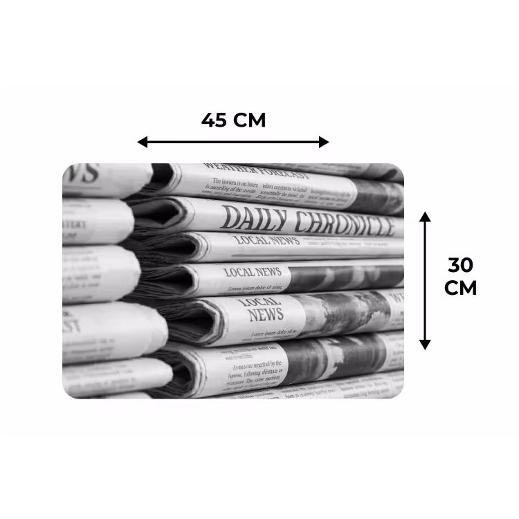 Placemat - 6 stuks - Krant - Stapel - Nieuws - Zwart-wit - Media — 3