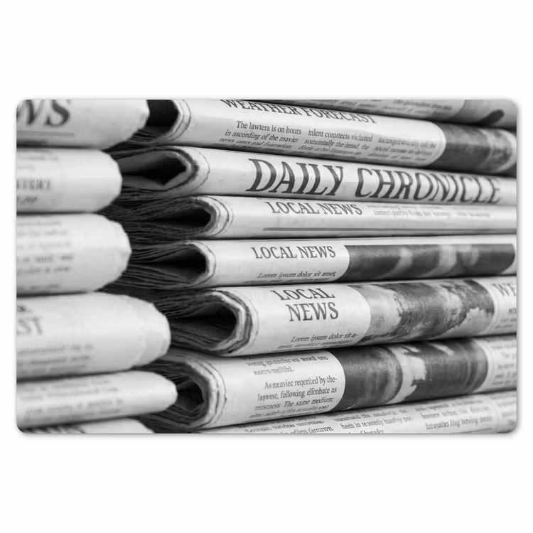 Placemat - 6 stuks - Krant - Stapel - Nieuws - Zwart-wit - Media — 7