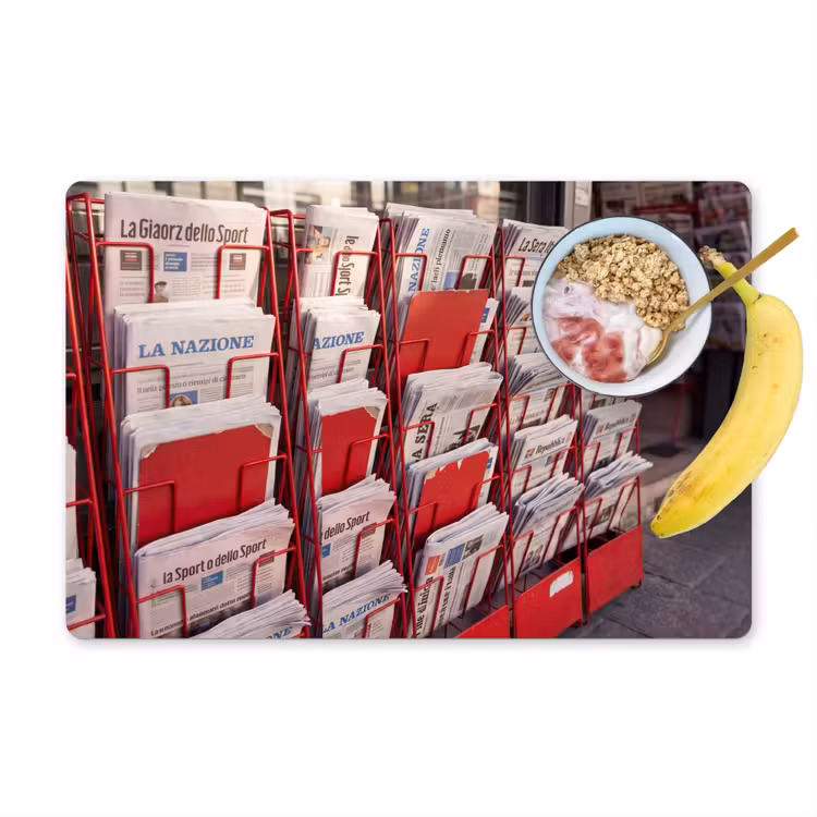 Placemat - 6 stuks - Kranten - Rek - Stedelijk - Dagelijks leven - Rood — 1