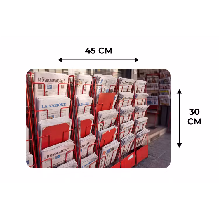 Placemat - 6 stuks - Kranten - Rek - Stedelijk - Dagelijks leven - Rood — 3