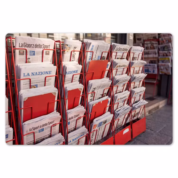 Placemat - 6 stuks - Kranten - Rek - Stedelijk - Dagelijks leven - Rood — 7