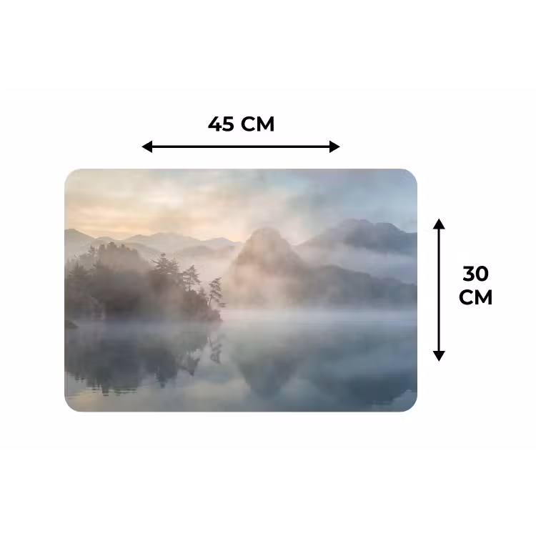 Placemat - 6 stuks - Landschap - Bergen - Mist - Water - Natuur — 3